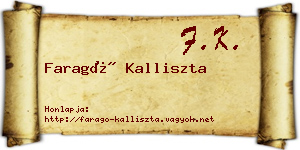 Faragó Kalliszta névjegykártya