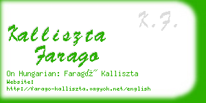 kalliszta farago business card